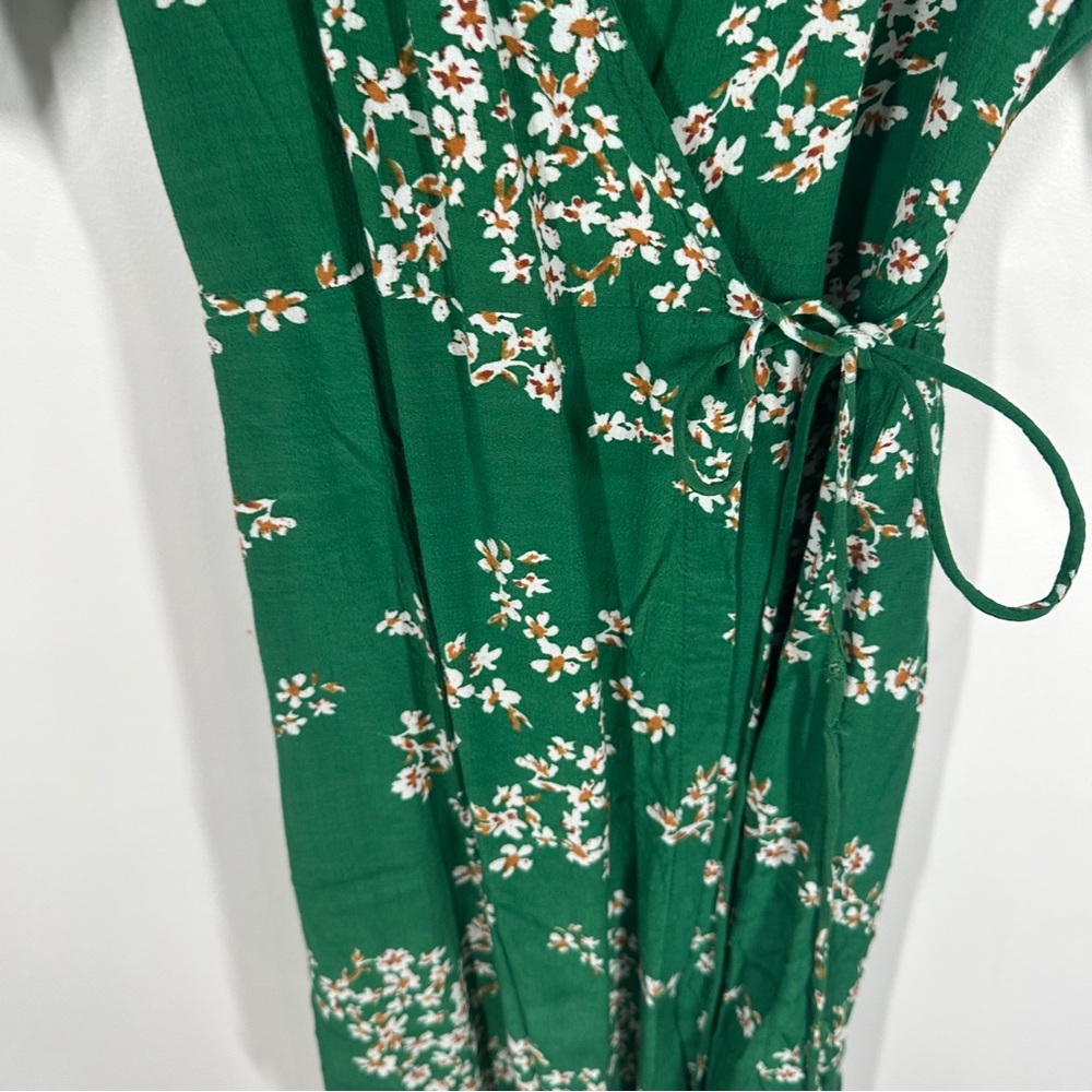 Faithfull the Brand Green Floral Mira Wrap Mini Dress Small - Picture 4 of 6